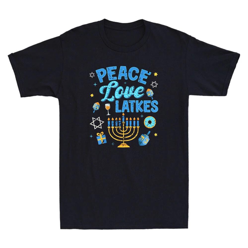 Hanukkah Love Menorah Dreidel Chanukah Jewish Funny Graphic Retro Men s T-Shirt XXXXL