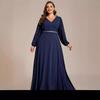 2024 Autumn Slim Chiffon Long Sleeve Dress for Plus Size Women