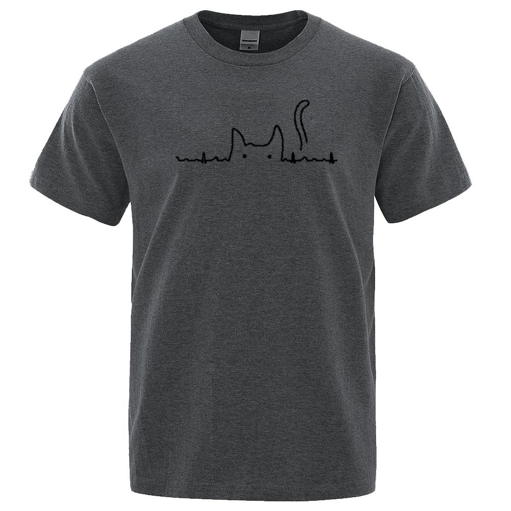 Casual Mens T Shirts Cat Cute Pritned Summer Cotton O-Neck T-shirt for Men Short Sleeve Top Tee Shirt Funny Streetwear T-shirts
