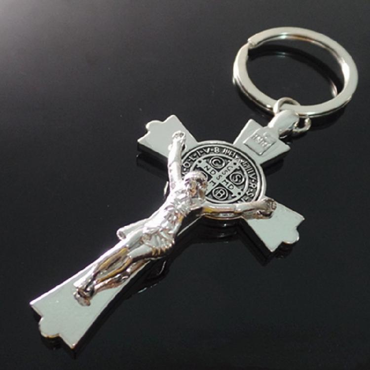 Evil Protection Metal Cross Keychain Jesus Key-Ring Faith Key Holder Car Jewelry