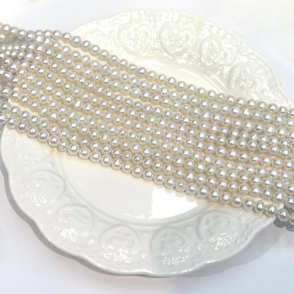 1 Strand Natural Freshwater Pearl White Near Round Beads 5‑6mm 36cm Loose Beads for Jewelry Making DIY Necklace Bracelet