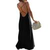 Women's Backless Strapless Dresses, Backless Loungewear Dress, Sleeveless, House Dress, Long Dress With Back Bow