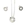 925 Sterling Silver Stylish Simple Round Heart Pendant Necklace Earrings Set, Birthday Anniversary Wedding Party Gift