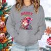 New Christmas Santa Claus Merry Bright Print Hoodies Women Causal Tops Unisex Harajuku Long Sleeve Sweatshirts
