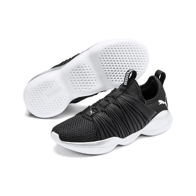 Puma Flourish Stellar Low Top Running Shoes Women Sneaker Black Silver White 192337-05