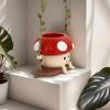 Cute Cartoon Character Smiling Face Hanging Flower Pot Resin Crafts Suitable for Garden Decoration