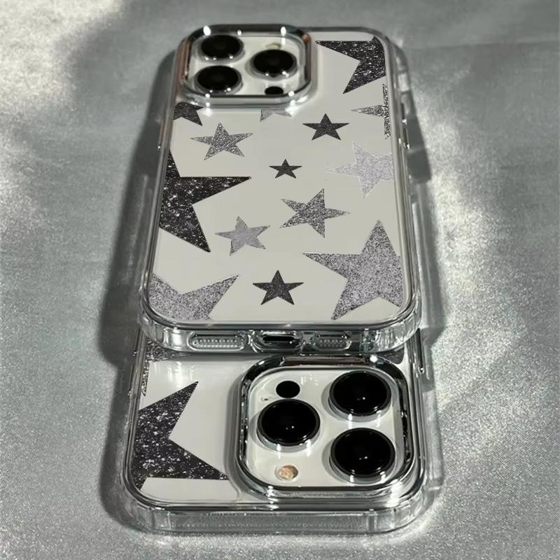 Custodia Trasparente con Fantasia Trendy Stella Brillante per iPhone 17 Air 16 e 15 14 13 12 11 Pro Max Plus SE Cover Posteriore