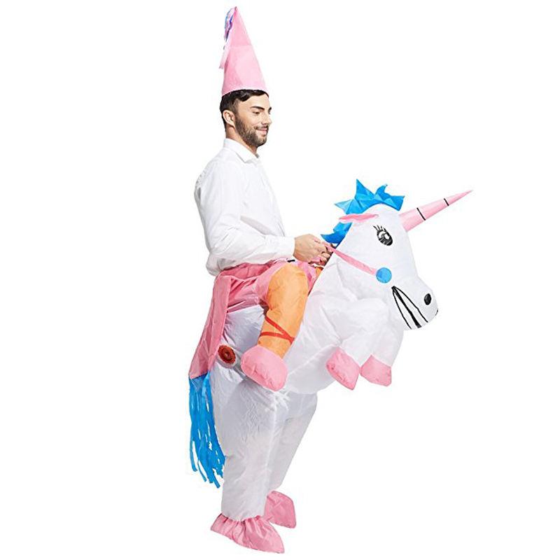 Adult Kids Funny Unicorn Inflatable Costume Suits Dress Mascot Halloween Party Cosplay Costumes for Man Woman Boys Girls