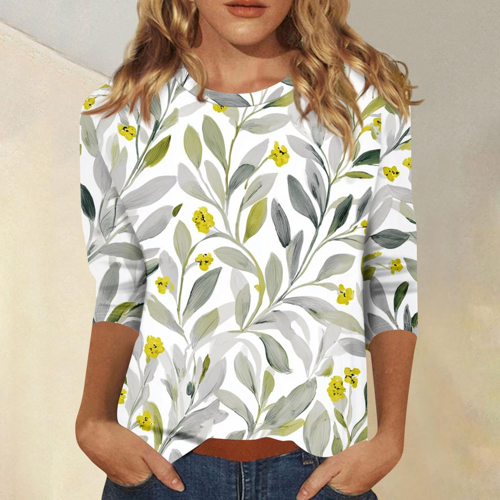 Damen 3/4-Ärmel Shirts Grafik-T-Shirts Shirts Lässige Basic-Tops Pullover