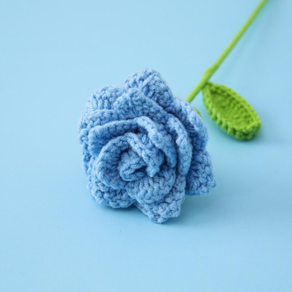 Rose Knitted Flower Creative Crochet Flowers Handwoven Flowers Bouquet Artificial Plant for Wedding Home Party Decor