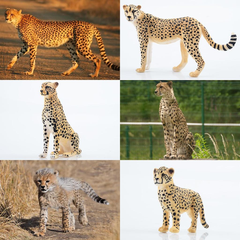 TOYMANY 8-Piece Cheetah Figure Set, Wild Animal Figure Model for Parent and Child, Realistic Model, Popular Toy, Birthday Gift, Christmas, New Year's