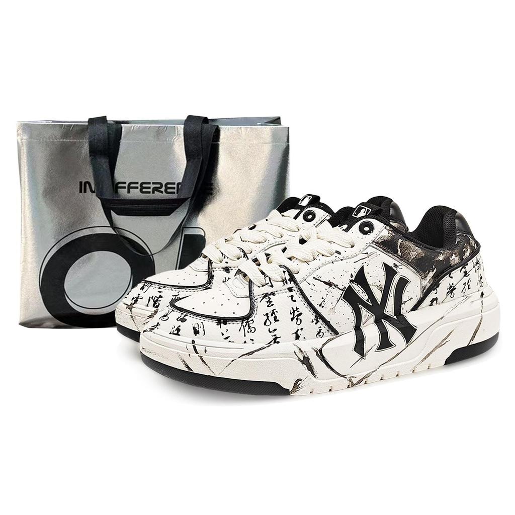 MLB Chunky Liner Abrasion Resistant Low top Skateboard Shoes Unisex Black White 3ASXCA12N-50WHS(Team131-1 S)