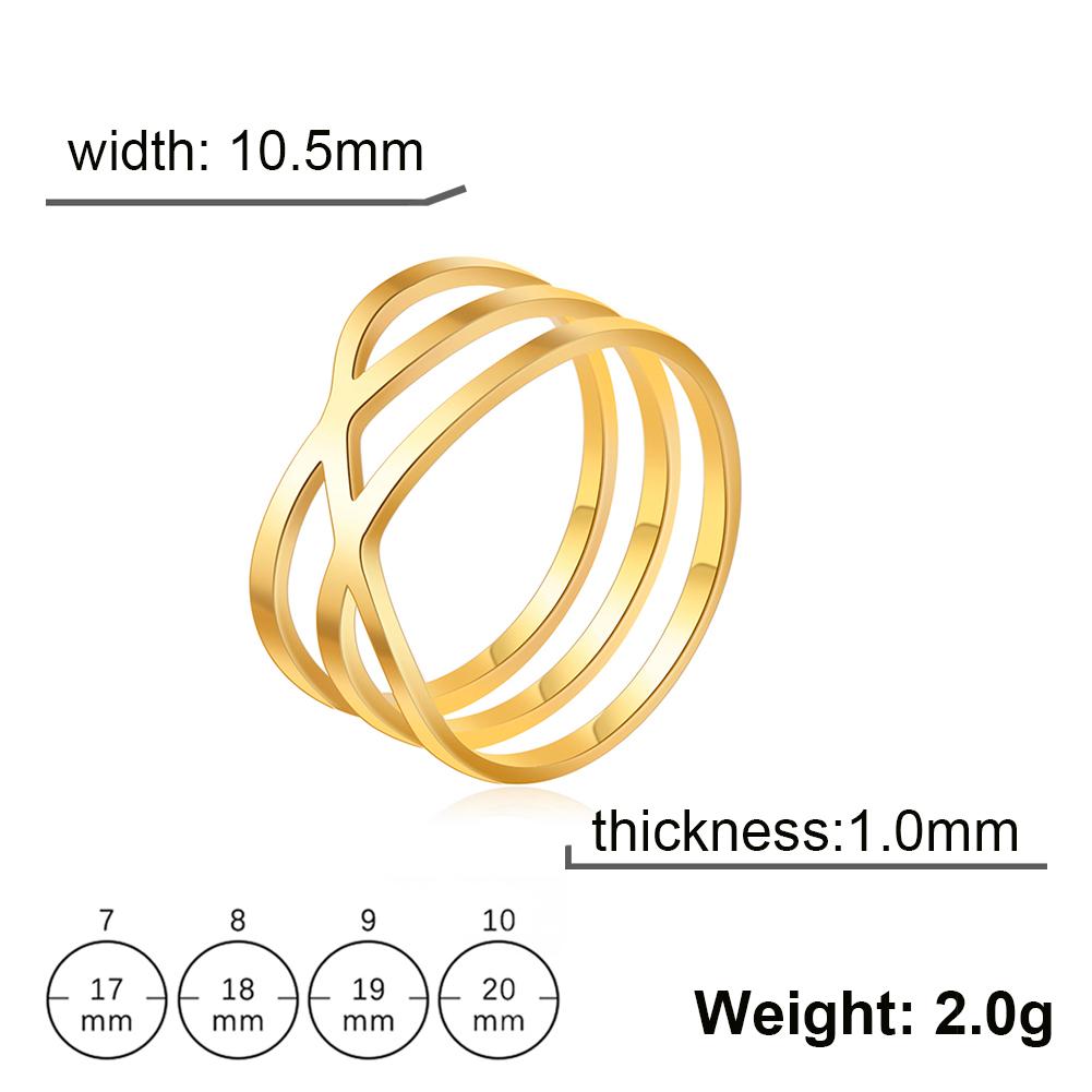 Women Cross Rings Stainless Steel Gold Color Minimalist Geometric Lines Ring Trend Wedding Jewelry Valentine Gift