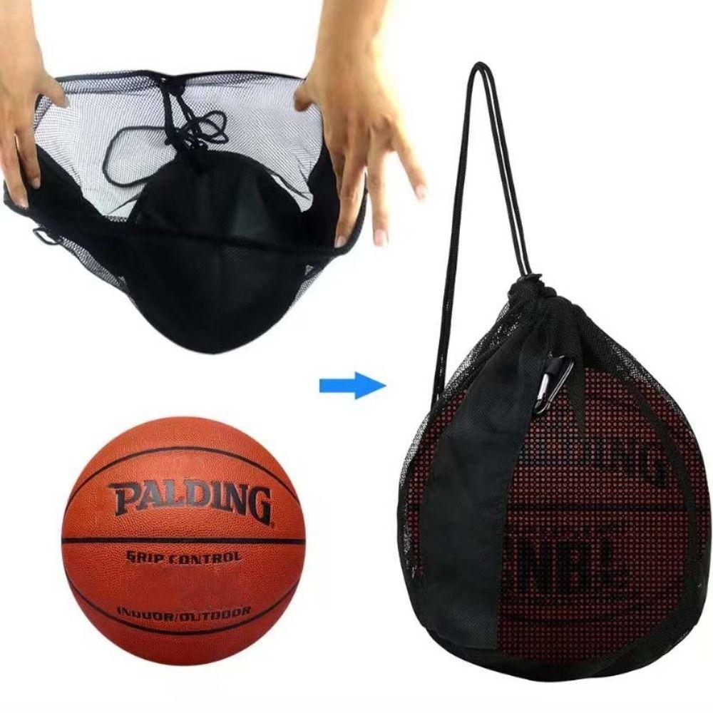 Single Ball Bag Basketball Mesh Bag Crossbody Storage Bags Basketball Backpack Carrying Case Gym Sacks Drawstring Mesh Backpack