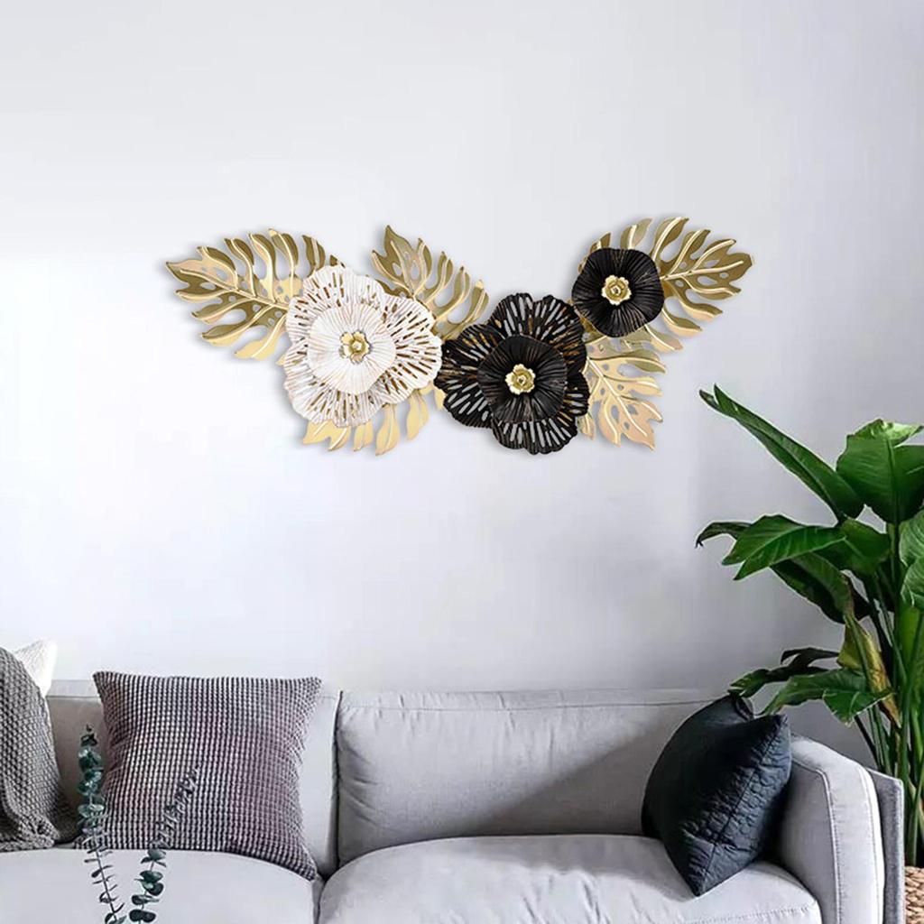 Contemporary Metal Wall Art, Intricate Floral Design Hanging Sculpture for Living Room Decor
