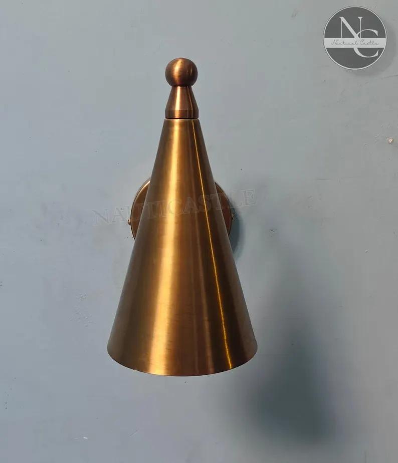Handmade Brass Wall Lamp Sconce Light Fixture Cone shape Wall Decor Lights