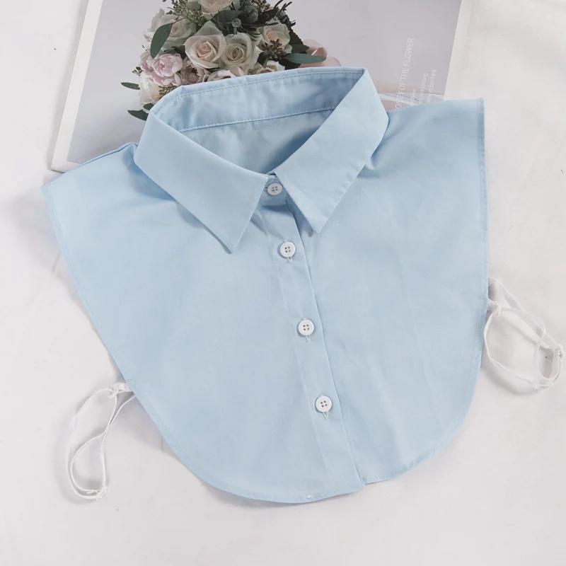 Damen Frühling Herbst Baumwolle Weiß Vertikal Kleiner Umlegekragen Vielseitiges Hemd Pullover Mode Falschkragen Kleidung Accessoires