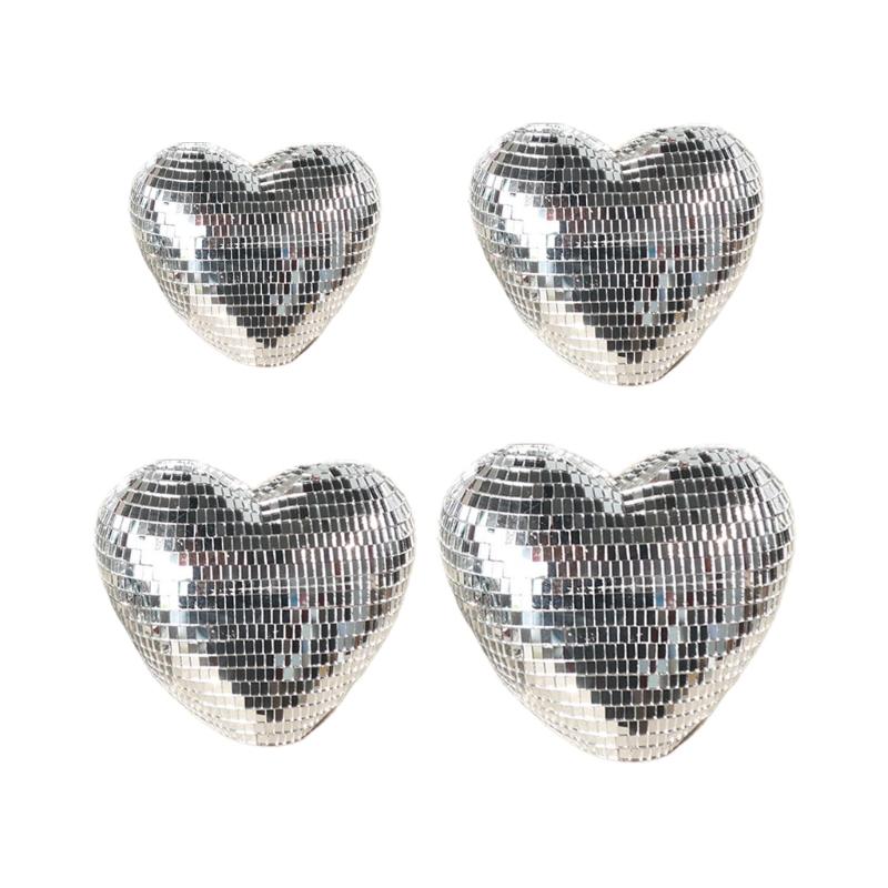 Valentines Day Inlaid Glass Heart Shape Discos Ball Nightlight LED Table Lamp Romantics Home Decoration Craft Gift