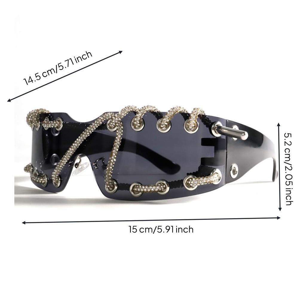Sunglasses with Rhinestone Cord Sparkle Glasses Trendy for Parties