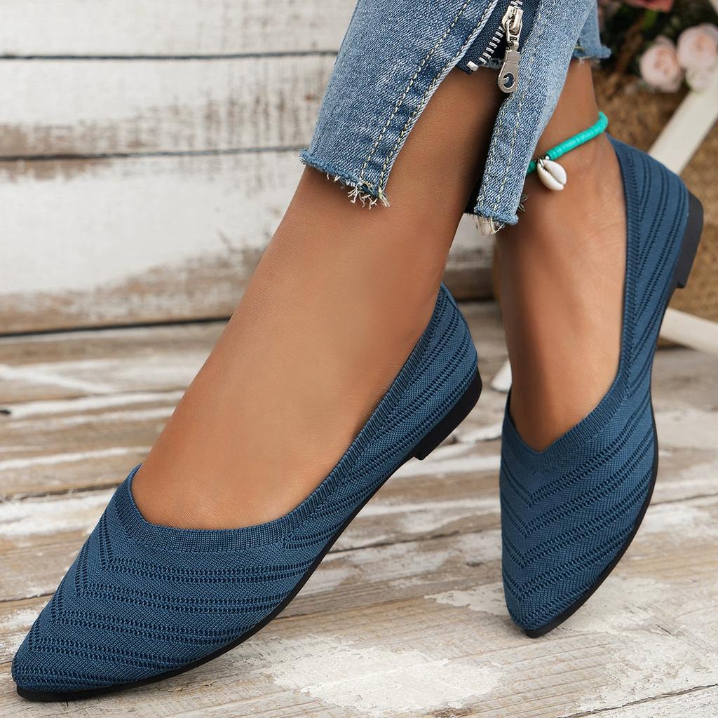 Gestrickte große Damenschuhe Frühling und Herbst Neue bequeme atmungsaktive Mode lässig flache Schuhe