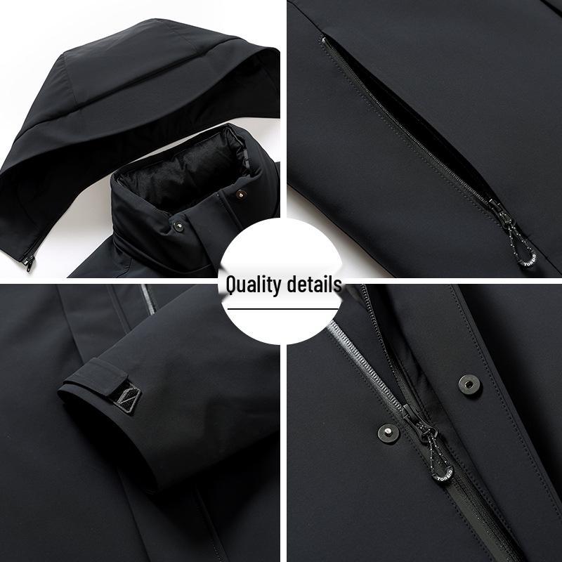 Men's Hooded Thickened Winter Coat with Detachable Liner - Warm Duck Down Jacket