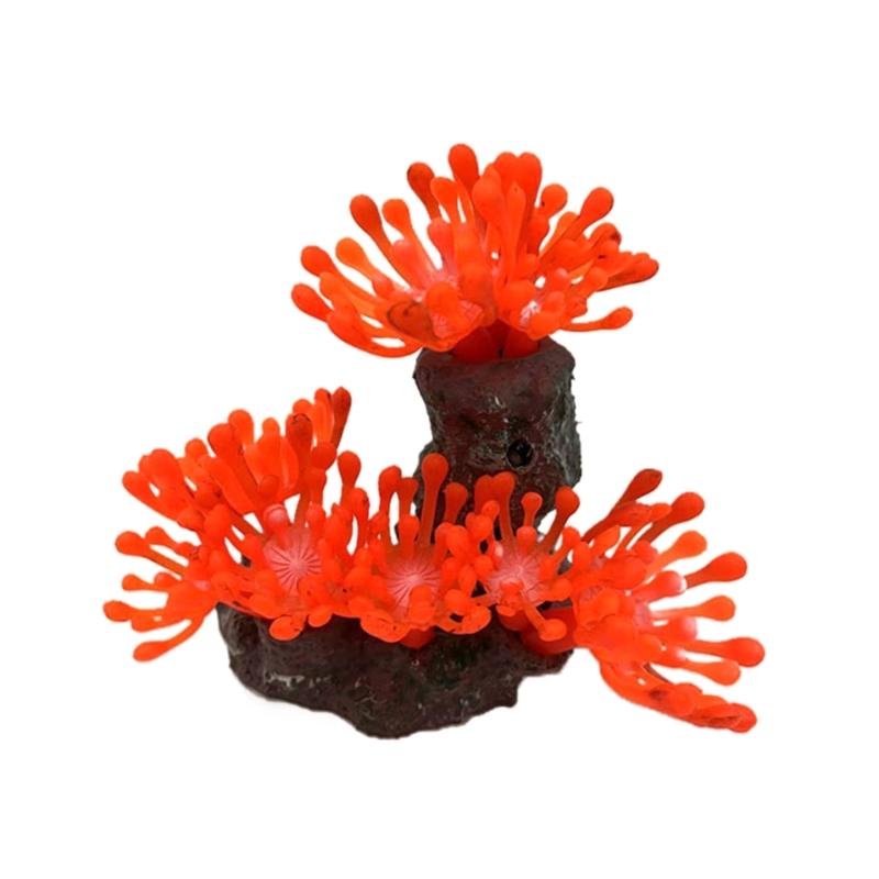 Aquatics TPR Coral Fishtank Life Like Glowing Decor Aquariums Sinkable Ornament оранжевый