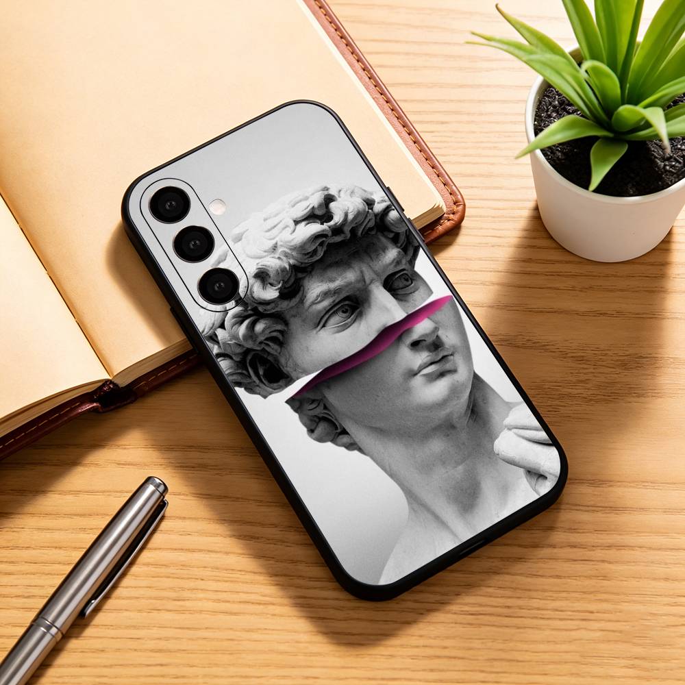 Aesthetic Funny David Mona Lisa-a Phone Case For Samsung Galaxy A73,A72,A71,A70,A53,A52,A51,Soft Silicone Black Cover