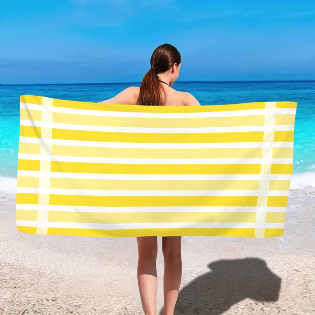 1pc Ultra Fine Fiber Large Beach Towel, Suitable for Camping, Beach, Surfing, Swimming Essential Multifunctional Beach Towel