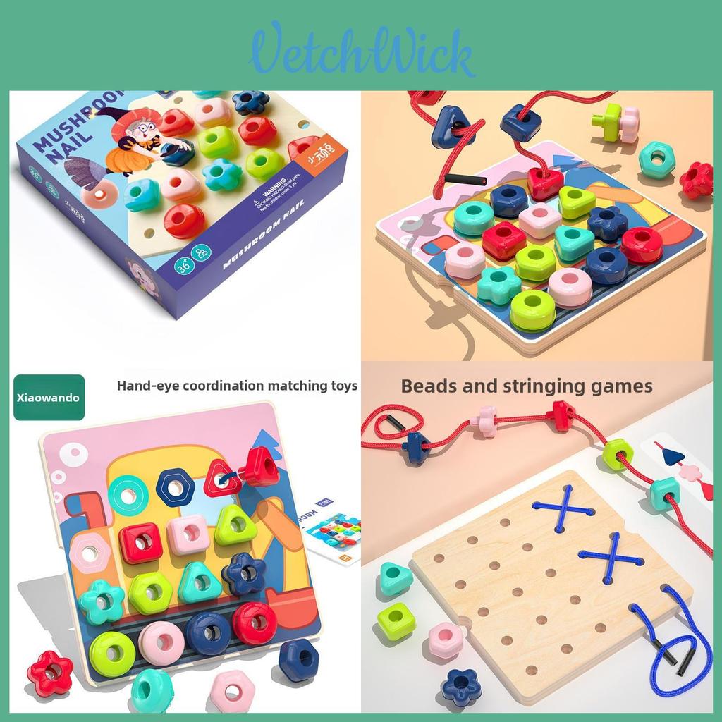 Wooden Mushroom Pegboard Puzzle For Kids Creative Learning Game For Preschool Kids
