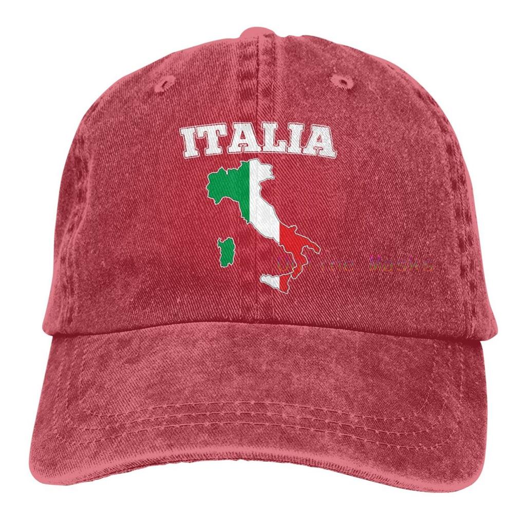 Italien Karte Flagge Vintage Baseball Caps Sandwich Cap Baumwolle Sommer Outdoor Sonnenhut Unisex Damen Unisex Erwachsene Washed Denim Verstellbar