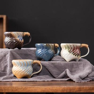Ribbed Retro Ceramic Coffee Mug