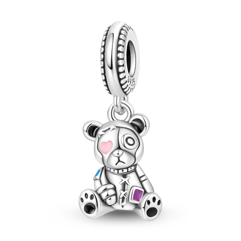 Copper Metal Bear Rabbit Koala Rainbow Horse Flamingo Princess Charm Bead Components Bead Components Compatible With Pan Authentic Original Bracelets