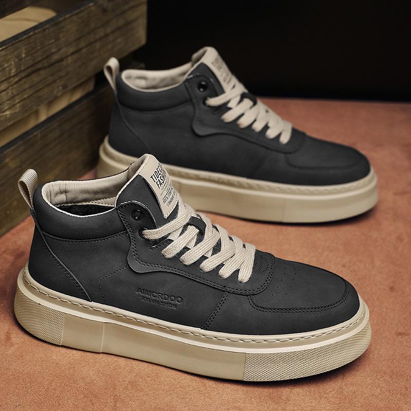 

Мужская обувь 2024 зима новая универсальная модная повседневная спортивная обувь молодежная высокая платформа противоскользящая влагозащитная обувь 39 чёрный