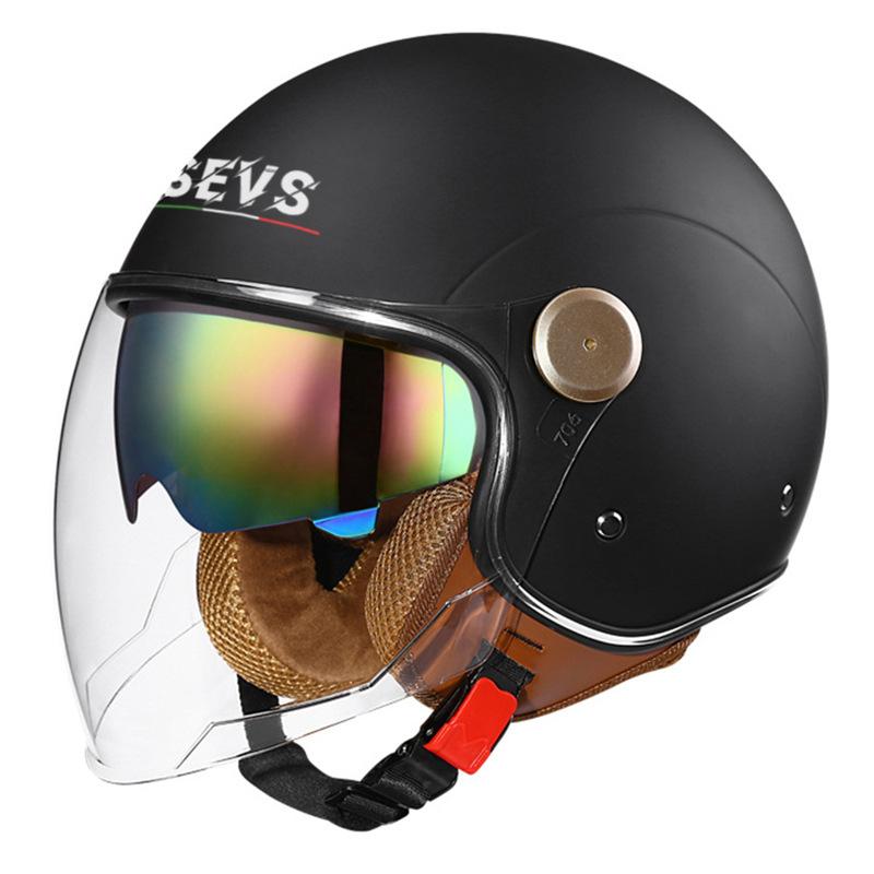 Lightweight Vintage Motorcycle Helmet With Dual Visor Motorbike Riding 3/4 Open Half Helmet Retro Casco Moto 3C & Dot