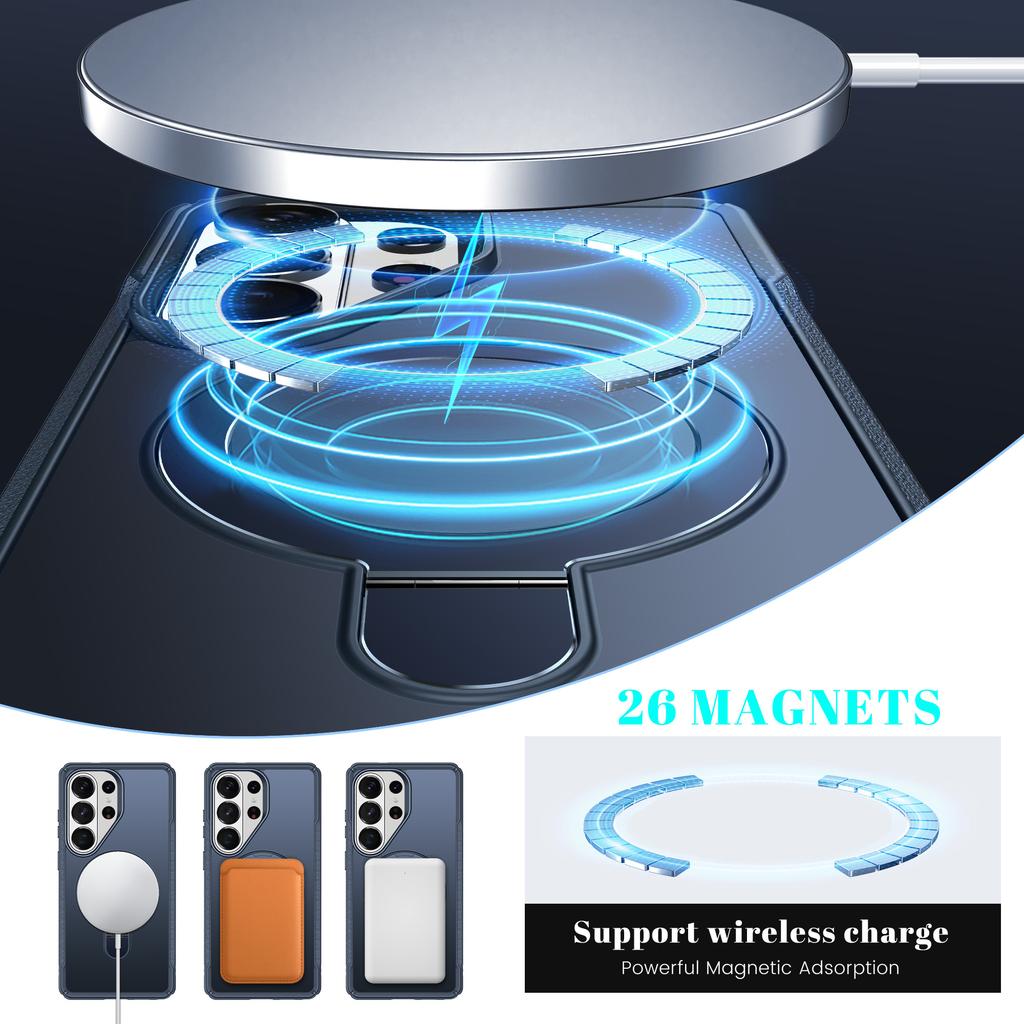 Luxury Magnetic Ring Kickstand Case for Samsung Galaxy S26 Ultra S25 Plus S24 A17 A16 A26 A56 A36 A55 A35 Wireless Charging