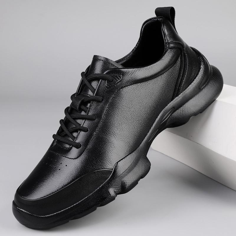 Fashion Non-Slip Flats Breathable Casual Shoes Lightweight Walking Shoes Men's Genuine Leather Sneakers Fashion Athletic Running Shoes