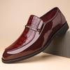 Britain Trend New Pointed Glossy Patent Leather Shoes For Men Slip On Casual Metal Buckle Loafter Formal Dress Footwear