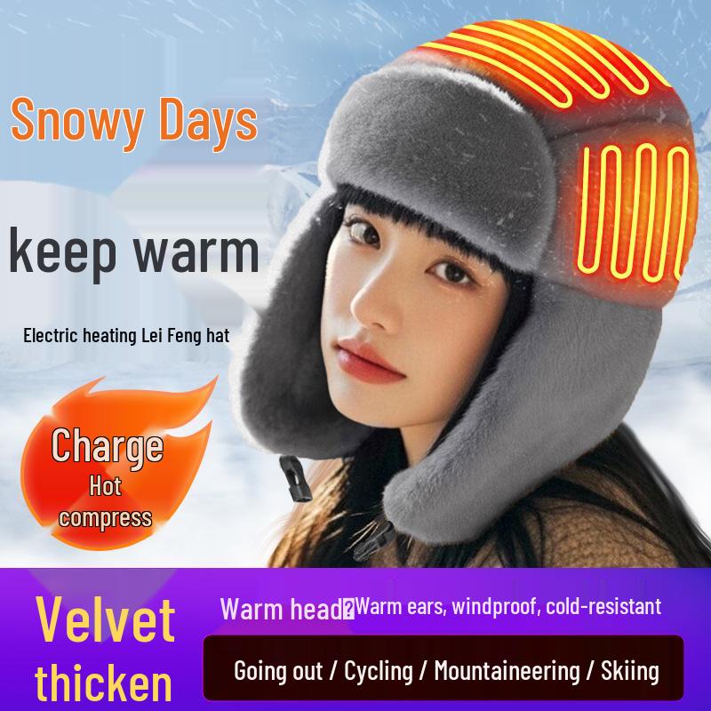 Unisex Heated Velvet Lined Winter Hat with Ear Protection