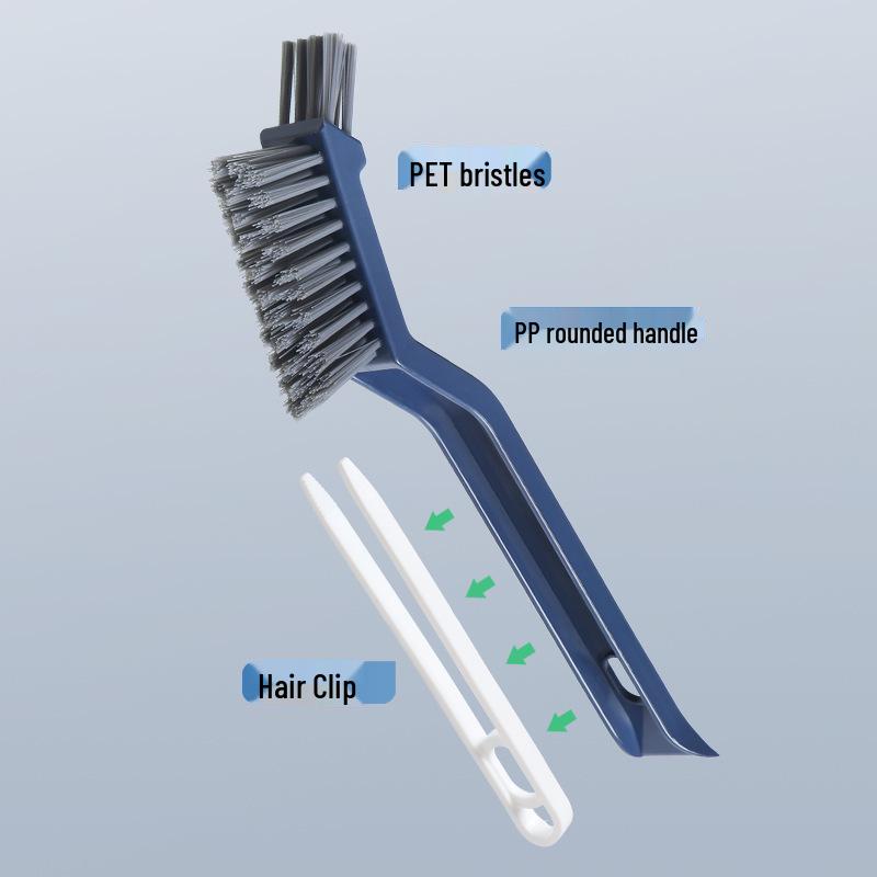 2-in-1 Crevice and Window Cleaning Brush with Hair Clip for Bathroom and Kitchen