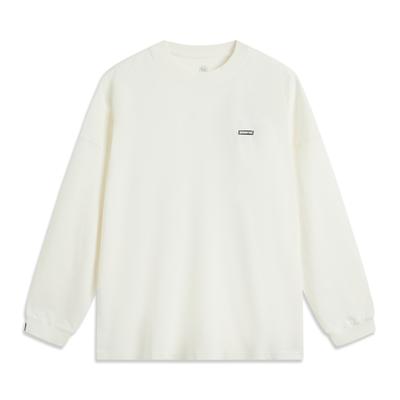 Li-Ning Badfive Sports Casual Simple Solid Color Round Neck Pullover Loose Sweatshirt Men Sweatshirt Off-White AHSU781-4