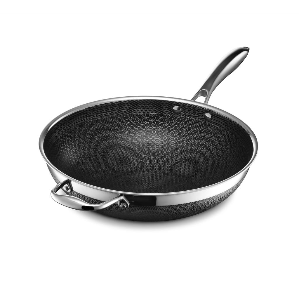 HexClad Hybrid Nonstick Wok (30cm) [Nonstick Coating] Induction/Oven/Dishwasher Safe (Manufacturer Direct Warranty) [HexClad]