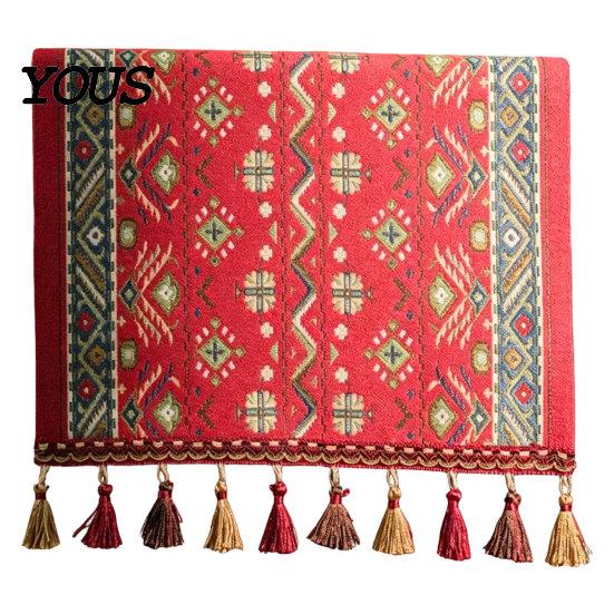 Dekorativer Tischläufer Jacquard-Läufer, Vintage Floral Elegant Weicher Stoff mit Quasten für Esstisch Heim Party Dekoration Robust M 2 red