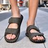Summer 2026 Men's Large Leather Outdoor Beach Slippers, Size 48