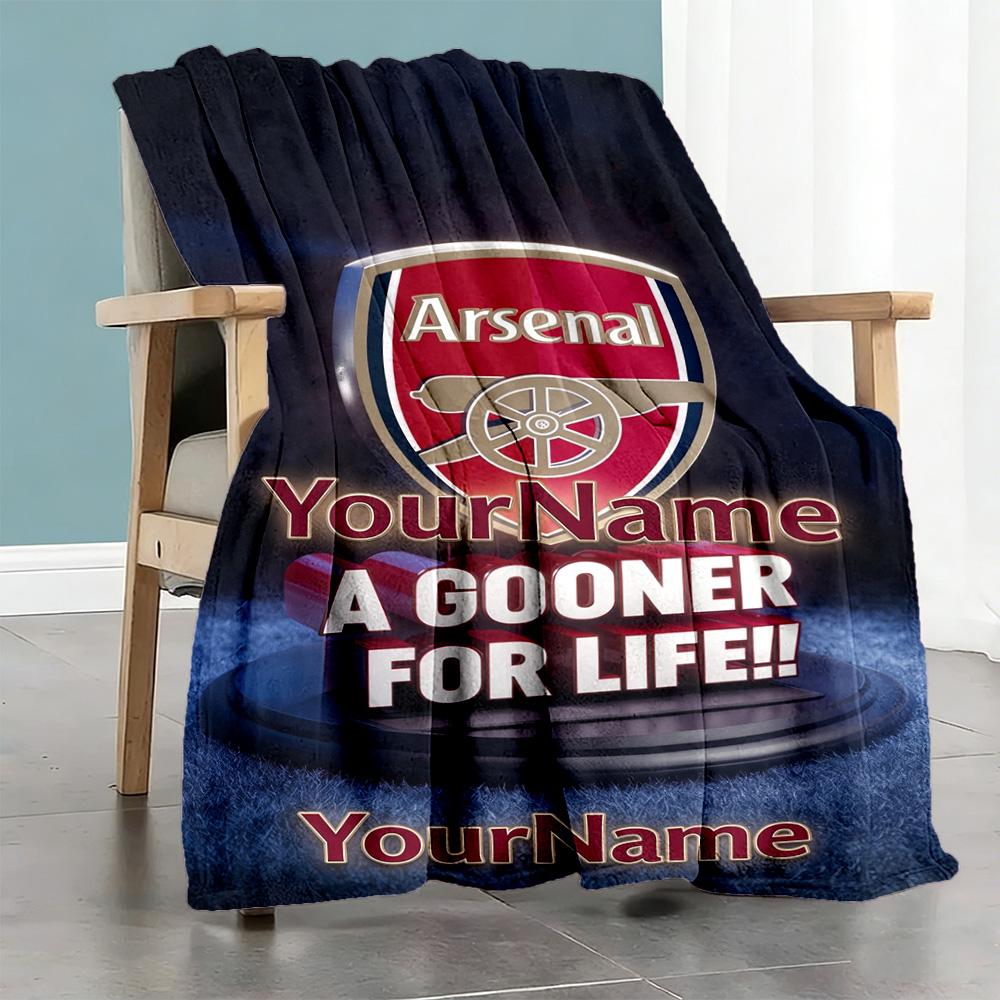 Arsenal Personalized Name Blanket Lightweight Customizable Blanket Warmthful Decor Great for Office Bedding Couch Chair All-Season Use