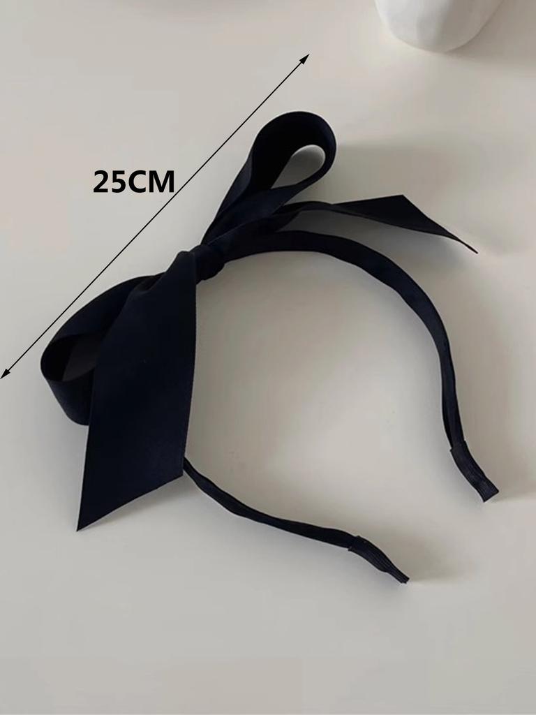Lystrfac Solid Color Black Ribbon Bow Top Headband for Women Girls Fashion Bezel Female Hair Accessories
