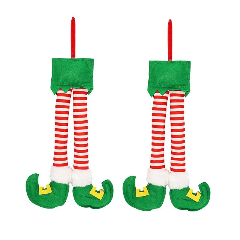 Plush Elf Doll Car Decoration Christmas Long Legs Sitting Ornament For Auto Interior Seat Dashboard Xmas Home Party Accessory