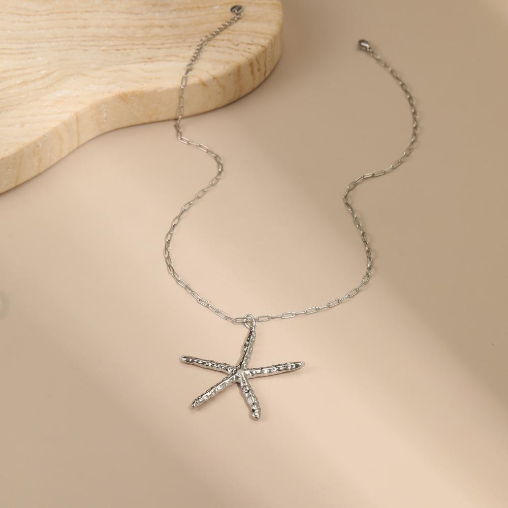 Stainless Steel Star Necklace Multi-pendant Big Pendant Starfish Pendant Necklace Exaggerated Pattern Jewelry Set