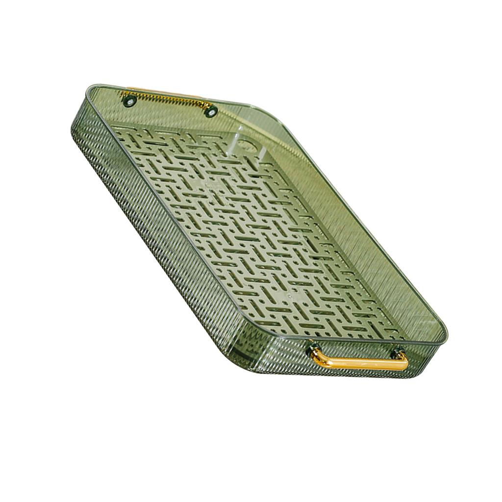 Doppelschichtiger Wasserablauf-Tee Tablett mit 2 Griffen Dekorativer Modischer Wasserablauf-Tee