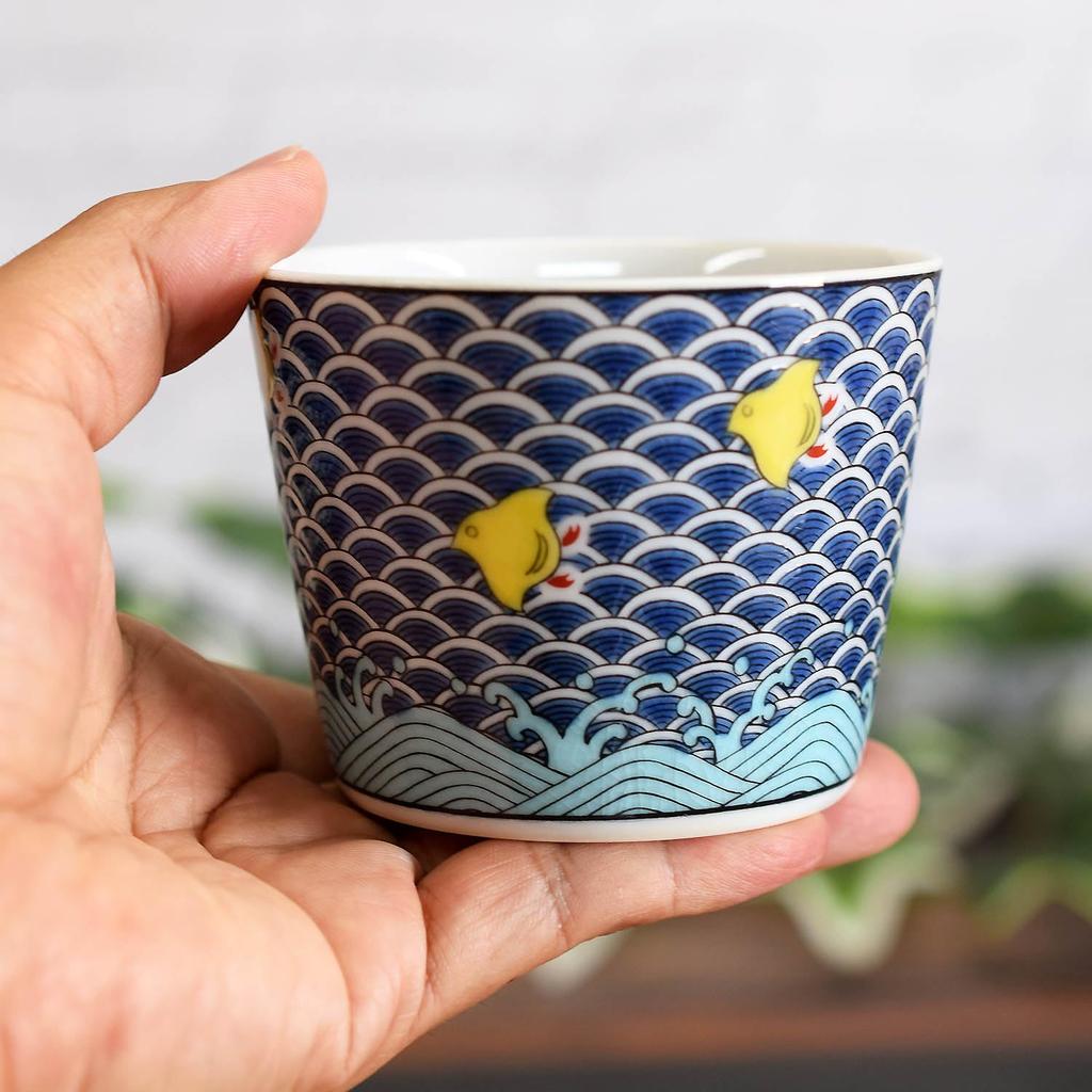 Waza No Kura Stylish Kutani Ware Soba Choko (Soba Cup) with Chidori Pattern, High-Quality Ceramic, Made In Japan