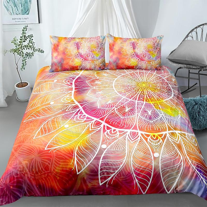Mandala King Queen Duvet Cover Bohemian Bedding Set For Teens Adults Girls Exotic Ethnic Floral 2/3pcs Polyester Comforter Cover